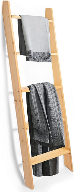 Ilyapa Blanket Ladder for The Living Room - Rustic Decorative Quilt Ladder, Natural Weathered Wood