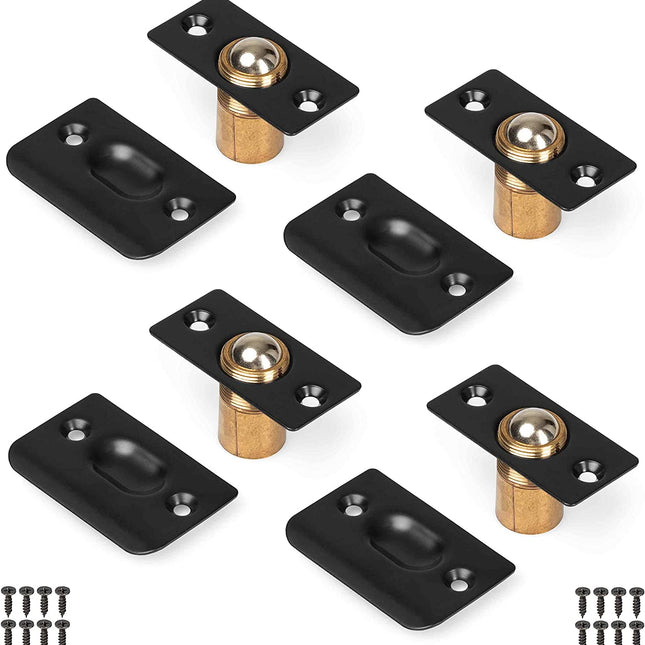 Ilyapa French Door Ball Catch - 4 Pack Black Closet Door Adjustable Screw in Ball Catch Latch