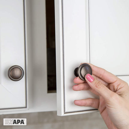 Ilyapa Oil Rubbed Bronze Kitchen Cabinet Knobs - 1 1/4 Inch Round Drawer Handles - 30 Pack of Kitchen Cabinet Hardware