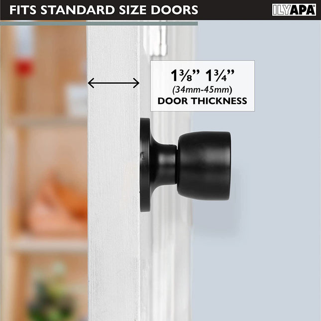 Ilyapa Half Dummy Door Knob - Tulip, Black 6 Pack