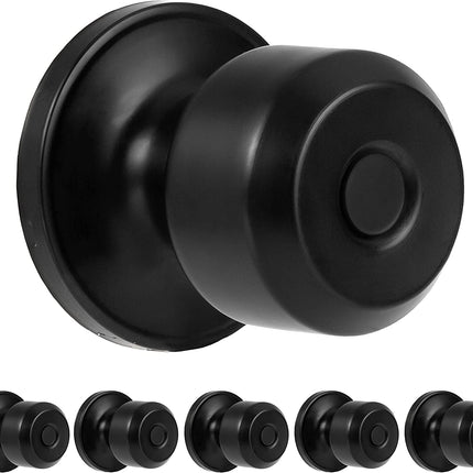 Ilyapa Passage Door Knob for Hall/Closet - Modern Long, Black Interior Keyless Non Locking Round Door Handle, Black