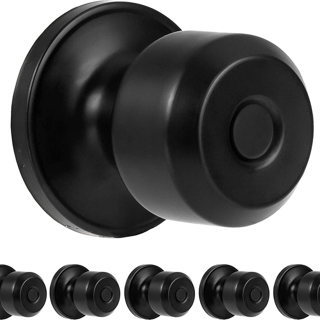 Ilyapa Passage Door Knob for Hall/Closet - Modern Long, Black Interior Keyless Non Locking Round Door Handle, Black