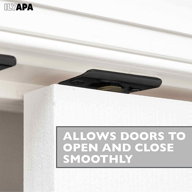 Ilyapa French Door Ball Catch - 4 Pack Black Closet Door Adjustable Screw in Ball Catch Latch