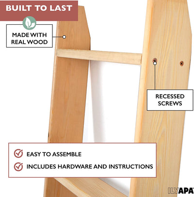 Ilyapa Blanket Ladder for The Living Room - Rustic Decorative Quilt Ladder, Natural Weathered Wood