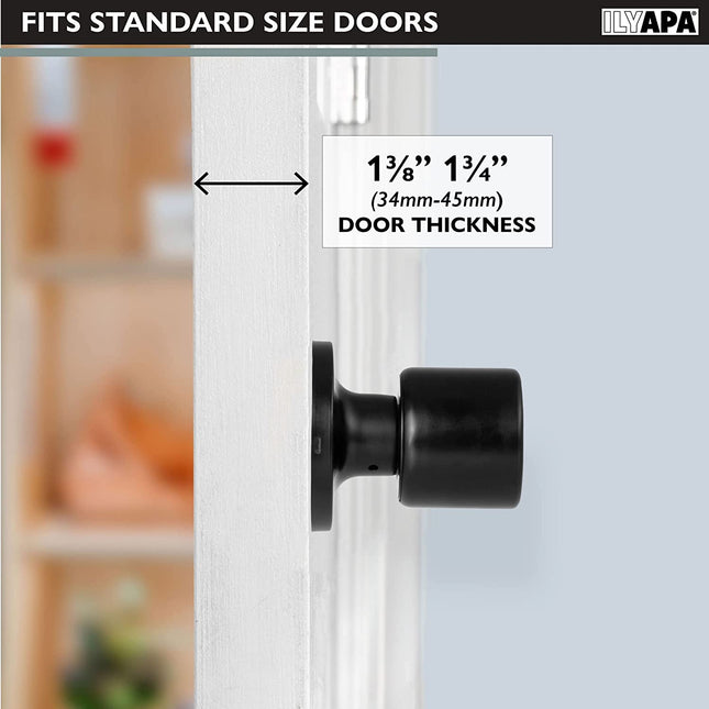 Ilyapa Half Dummy Door Knob  - Modern Long, Black 6 Pack