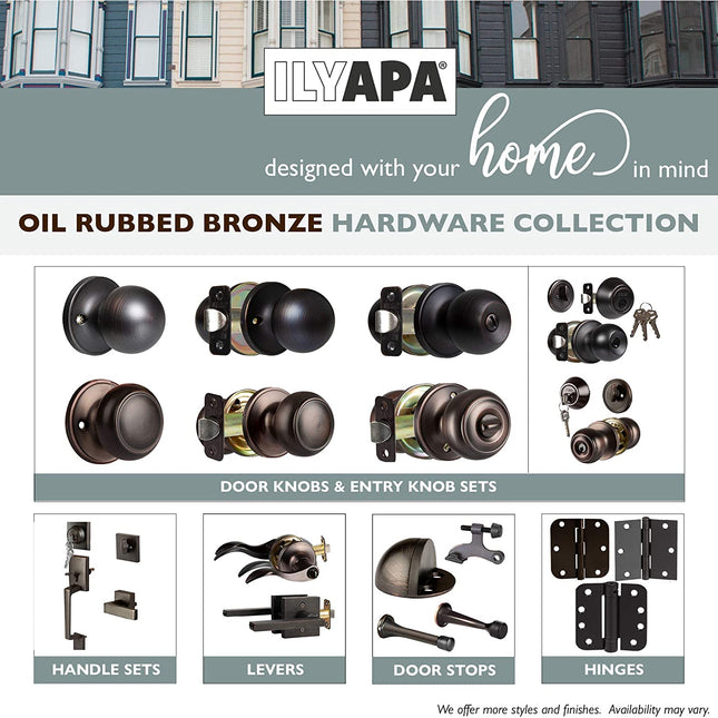 Ilyapa Entry Knob with Deadbolt Set - Ball, Oil Rubbed Bronze 3 Pack