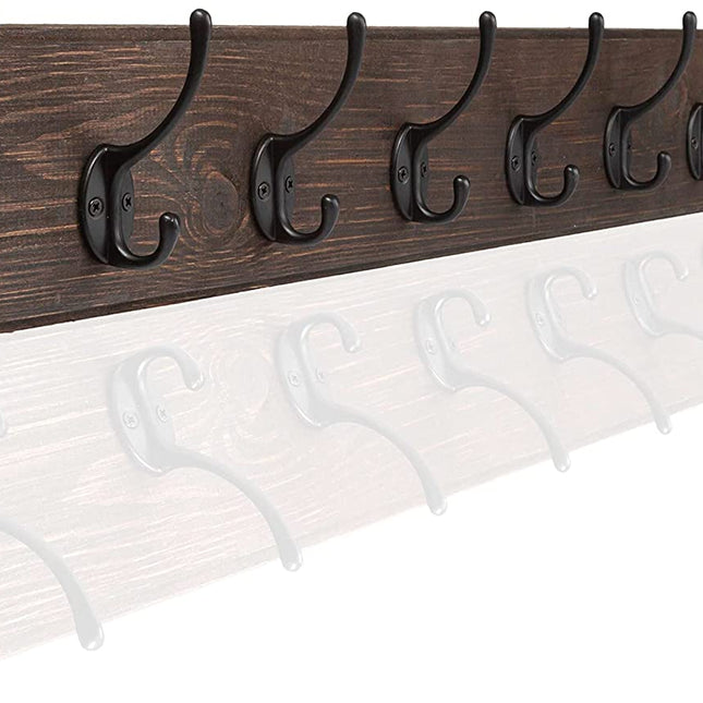 Ilyapa Wall Mounted Coat Rack, Espresso Wooden Coat Hook Rail - 38" with 10 Retro Hooks