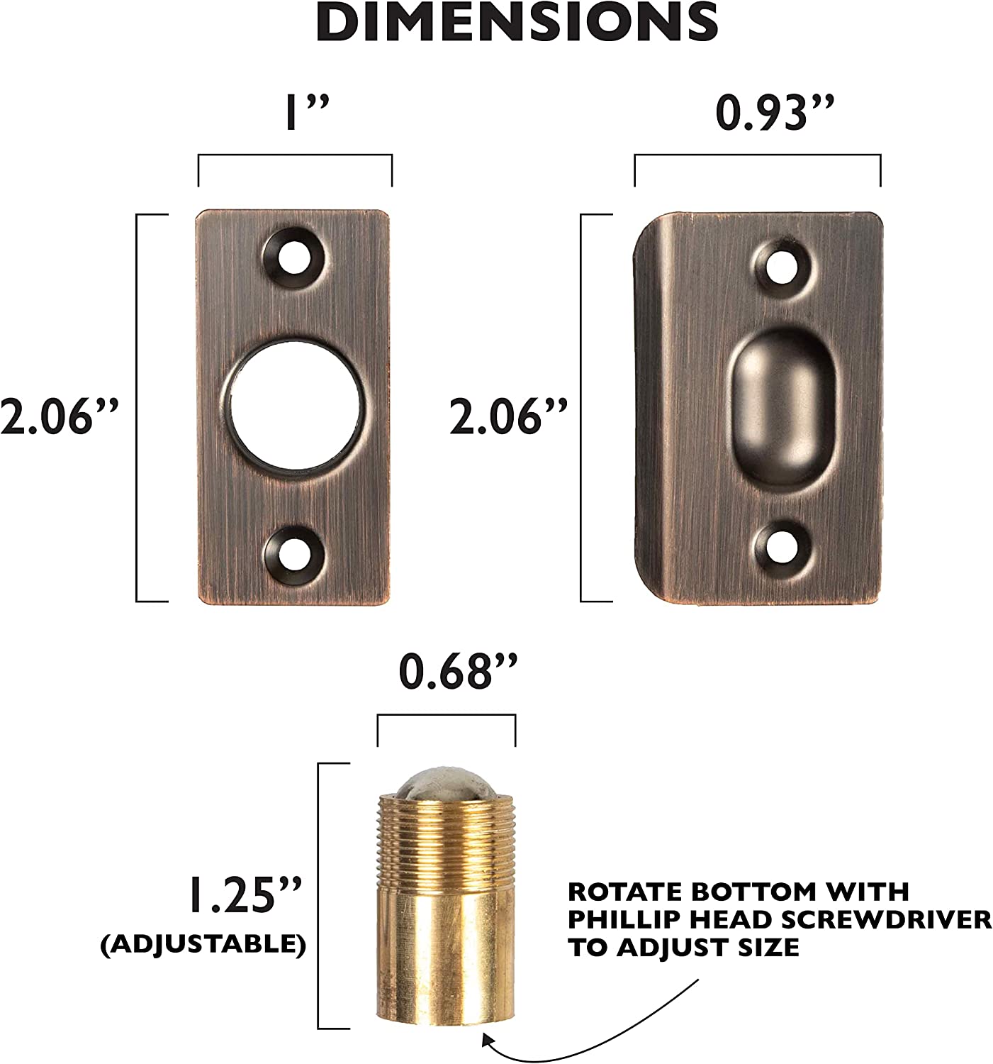 Ilyapa French Door Ball Catch 2 Pack Oil Rubbed Bronze Closet Door A