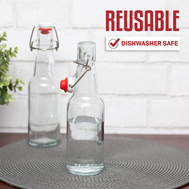 Ilyapa Ilyapa 12oz Clear Glass Beer Bottles for Home Brewing - 12 Pack with Flip Caps for Beer Bottling