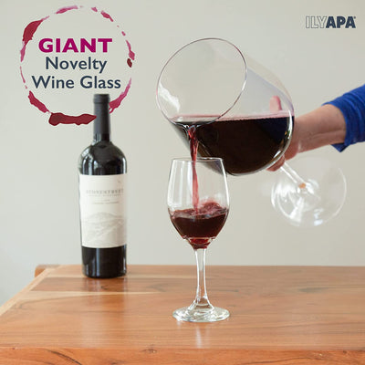 Ilyapa Extra Large 1.5 Gallon Wine Glass - Kitchen Bar Display Wine Holder Giant Drink Glass