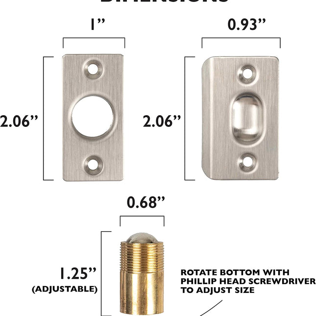 Ilyapa French Door Ball Catch - 4 Pack Satin Nickel Closet Door Adjustable Screw in Ball Catch Latch