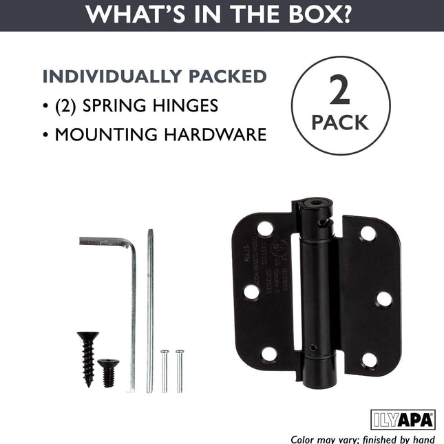 Self Closing Door Hinges, 2 Pack, Black - 3 ¬¨Œ© x 3 ¬¨Œ© Inch Interior Spring Hinges for Doors