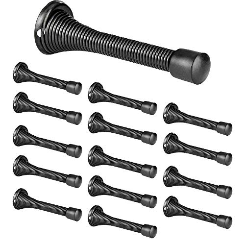 15 Pack Spring Door Stops, Black - 3 ¬¨¬∫ Inch Heavy Duty Door Stop - Traditional Spring Door Stop with Rubber Bumper