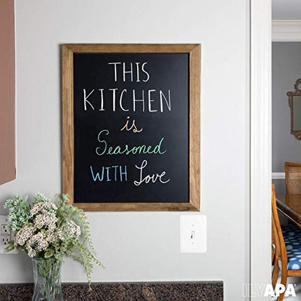 Ilyapa Rustic Wooden Magnetic Kitchen Chalkboard Sign - 18x22 Inch Brown Framed Hanging Chalk Board for Farmhouse Decor, Wedding, Restaurant & Home