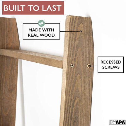 Ilyapa Blanket Ladder for The Living Room - Rustic Decorative Quilt Ladder, Barnwood