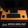 Office Desk Mat, Double Sided Black & Cork - 36 x 17 Inch Leather Style Computer Pad for Desk