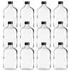 Ilyapa 350 ml Glass Flask Bottle - 12 Pack Liquor Pocket Flask with Plastic Top, Sauce, Oil, Syrup Bottle