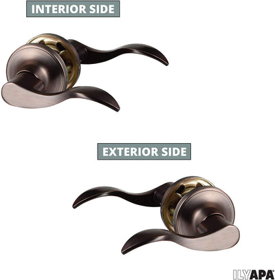 Interior Passage Lever - Keyless Hall and Closet Locksets, Reversible - Hall and Closet - Improved Oil Rubbed Bronze Finish - (6 Pack)
