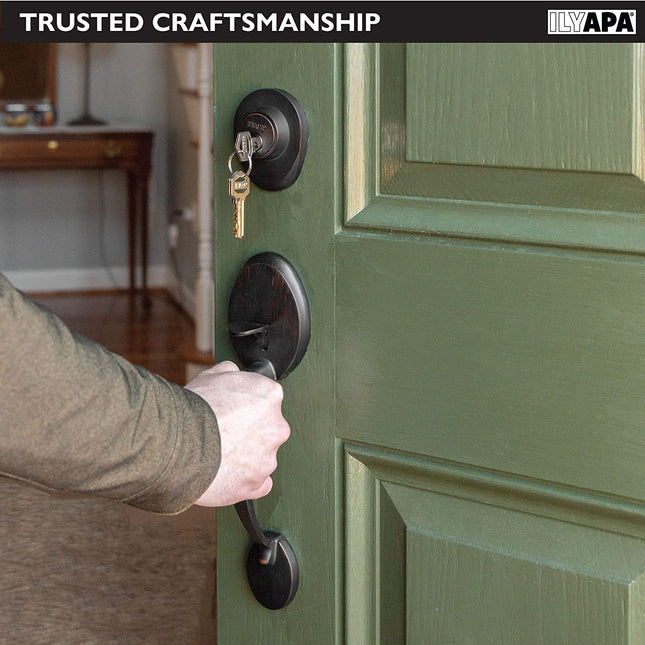 Ilyapa Front Entry Door Handle Set with Deadbolt - Classic, Oil Rubbed Bronze