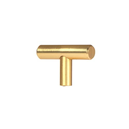 Brushed Gold Kitchen Cabinet Knobs, 25 Pack - T-Knob Drawer Pull Handle Hardware