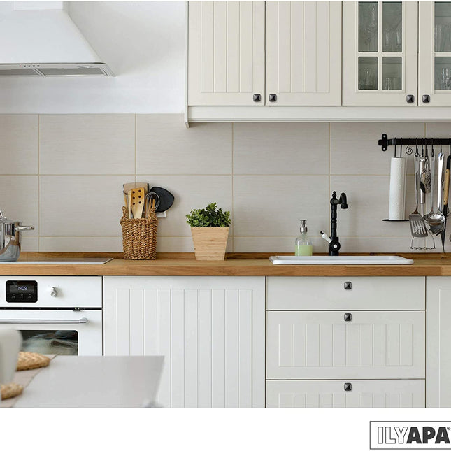 Ilyapa Black Square Kitchen Cabinet Knobs - 5 Pack of Modern Design Handles