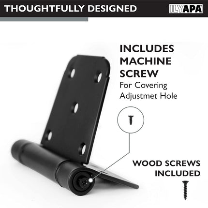 Heavy Duty Shed Door Hinges, 6 Pack- Black Square for Gate, Barn or Storage Shed
