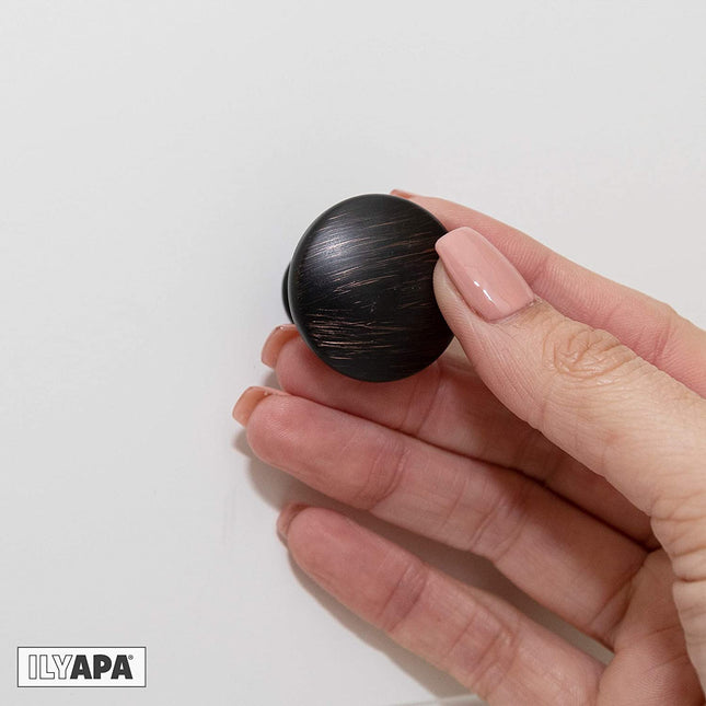 Ilyapa Oil Rubbed Bronze Kitchen Cabinet Knobs - 5 Pack of Round Drawer Handles