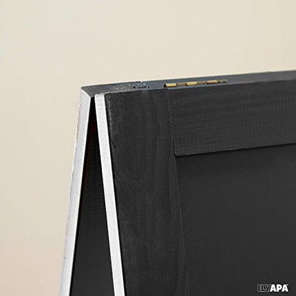 Wooden A-Frame Sign with Eraser & Chalk - Magnetic Sidewalk Chalkboard - Sturdy Freestanding Black Sandwich Board Menu Display for Restaurant, Business or Wedding