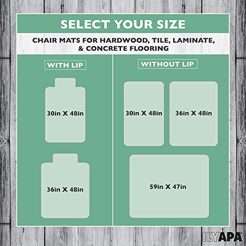 Ilyapa Heavy Duty Office Chair Mat - 2-Pack - 30 x 48 Inches - Clear, Durable PVC Chair Mat for Hardwood Floors - Protective Floor Mat for Office, Computer Desk Chair Mat