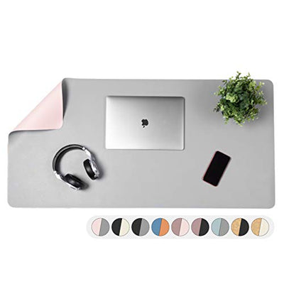 Office Desk Mat, Double Sided Pink & Gray - Large 47 x 23 Inch Leather Style Computer Pad for Desk