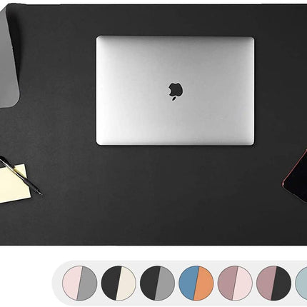 Office Desk Mat, Double Sided Gray & Black - 36 x 17 Inch Leather Style Computer Pad for Desk