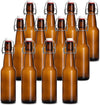 Ilyapa 16 oz Amber Flip Top Glass Beer Bottles for Home Brewing, Set of 12