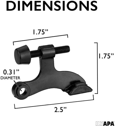 12 Pack Hinge Pin Black Door Stops -Heavy Duty Adjustable Door Stopper 2-1/2" x 1-3/4",with Black Rubber Bumper Tips