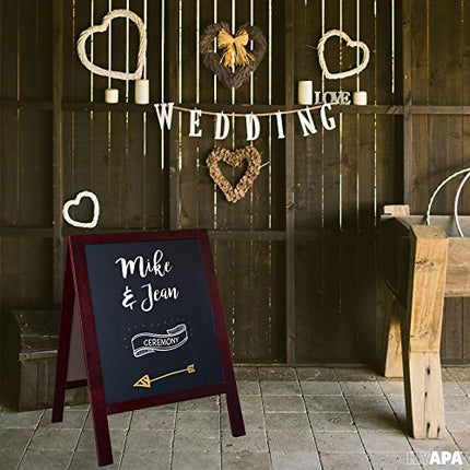 Wooden A-Frame Sign with Eraser & Chalk - Magnetic Sidewalk Chalkboard - Sturdy Freestanding Sandwich Board Menu Display for Restaurant, Business or Wedding