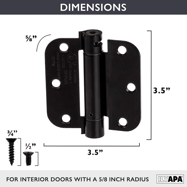 Self Closing Door Hinges, 2 Pack, Black - 3 ¬¨Œ© x 3 ¬¨Œ© Inch Interior Spring Hinges for Doors