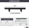 Black Kitchen Cabinet Handles - 3 Inch Hole Center Bar Pulls - 10 Pack of Kitchen Cabinet Hardware