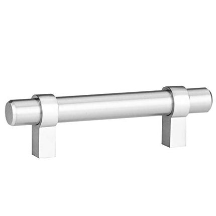 Satin Nickel Kitchen Cabinet Pulls - 3 Inch Hole Center Bar - 10 Pack of Kitchen Cabinet Hardware - New Design