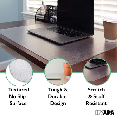 Office Desk Mat Clear Textured - 47 x 23 Inch Plastic Computer Pad for Desk
