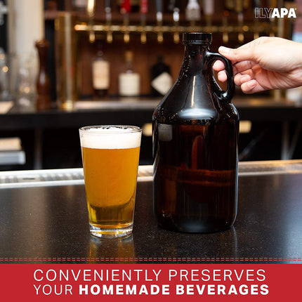 Glass Growlers for Beer, 2 Pack - 64 oz Growler Set with Lids - Great for Home Brewing, Kombucha & More