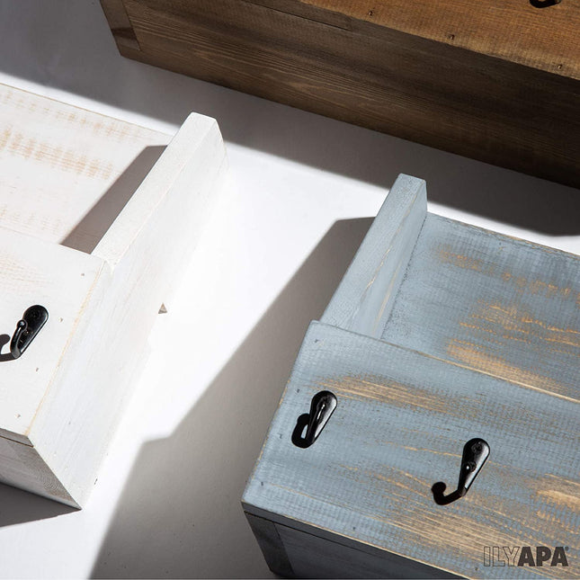 Ilyapa Rustic Gray Wooden Key and Mail Holder - Wall Mounted