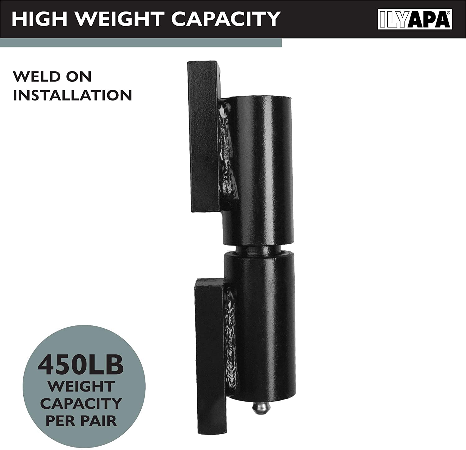 thumbnail image 2 of USA Made Lift-Off Barrel Hinge - Heavy Duty Weld-On Steel For Metal Doors & Gates - 4 Inch 2 of 6
