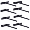 Hidden Shelf Brackets, Rustic Iron 8 Pack - 8 Inch Black Metal Blind Shelf Supports for Wall Mount Floating Shelves