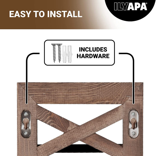 Ilyapa Farmhouse Toilet Paper Holder for Bathroom - Rustic Wood Wall Mount Toilet Roll Holder