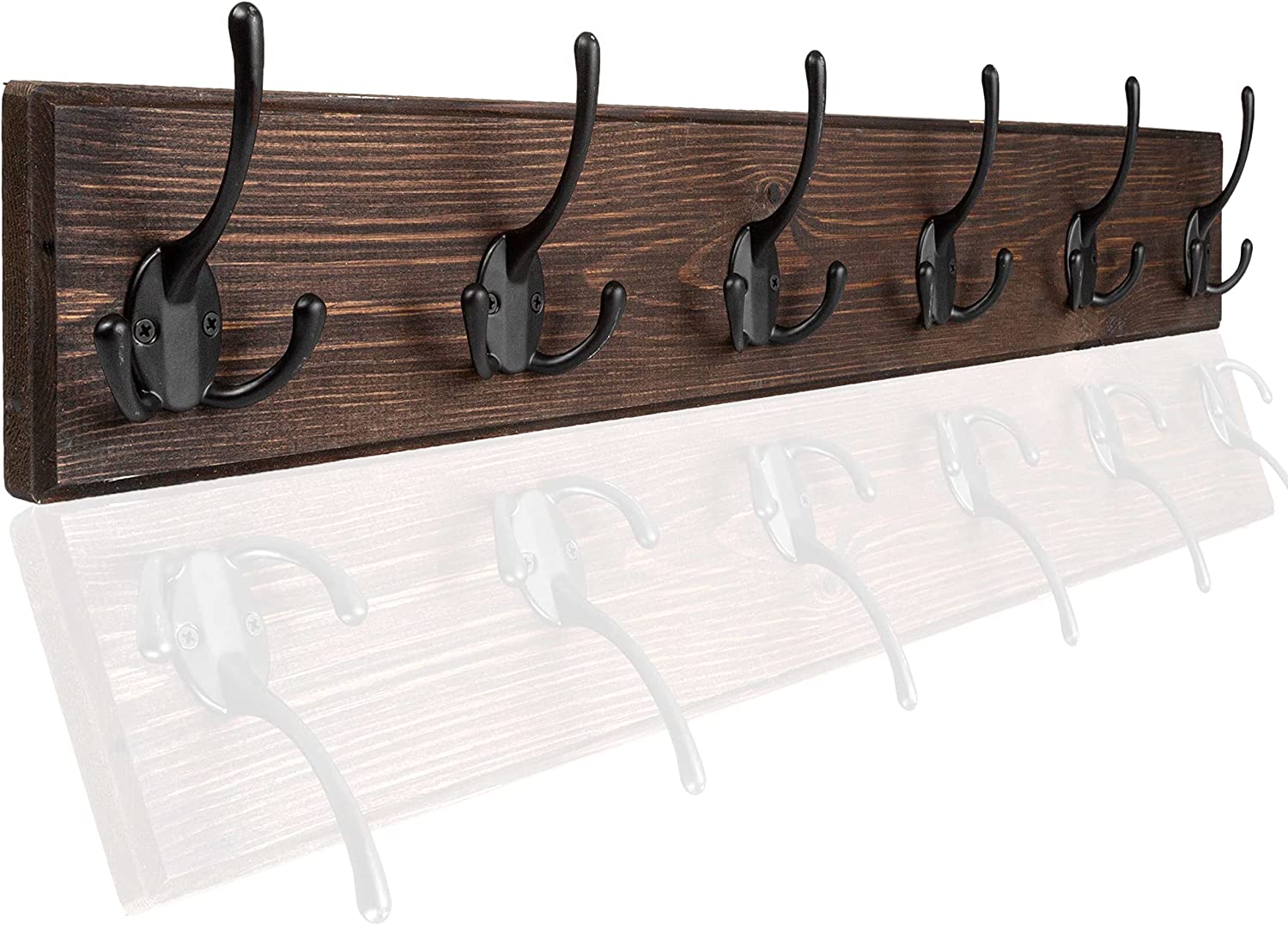 Coat Rack Railing Ilyapa Wall Mounted Coat Rack, Espresso Wooden Coat Hook Rail - 27