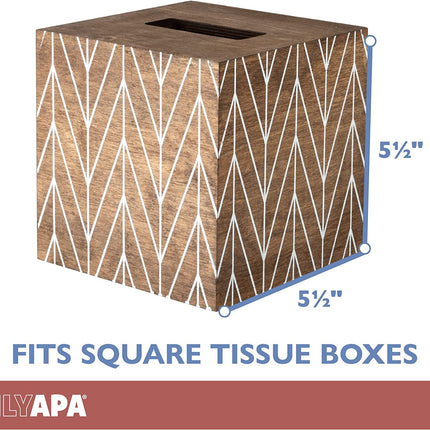 Ilyapa Wooden Tissue Box Cover, Barnwood Chevron Design - Modern Printed Wooden