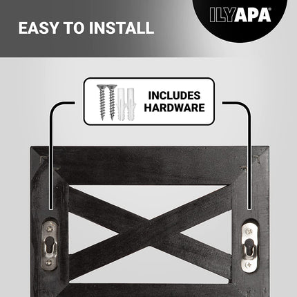 Ilyapa Farmhouse Toilet Paper Holder for Bathroom - Black Rustic Wood Wall Mount Toilet Roll Holder