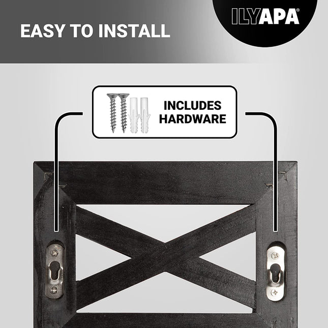 Ilyapa Farmhouse Toilet Paper Holder for Bathroom - Black Rustic Wood Wall Mount Toilet Roll Holder