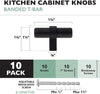 Black Kitchen Cabinet Knobs, 10 Pack - Contemporary T-Knob Drawer Pull Handle Hardware
