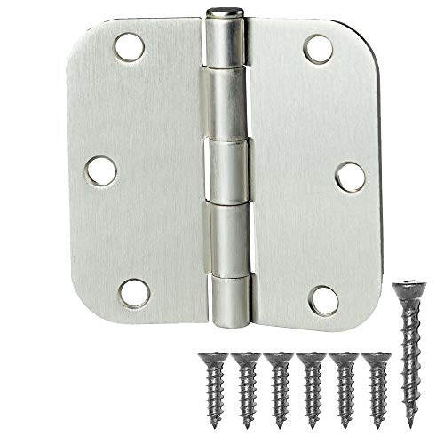 Ilyapa 18 Pack Brushed Nickel Door Hinges for Doors, 3.5 x 3.5 Inch Interior Satin Nickel Door Hinges Door Hardware, for Doors 3 1/2 Inches, with 5/8 Inch Radius Corners