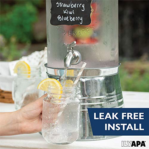 Outdoor Glass Beverage Dispenser with Infuser, Ice Bucket Stand, Stainless Steel Spigot & Hanging Chalkboard - 1.5 Gallon Outdoor Drink Dispenser for Lemonade, Tea, Cold Water & More
